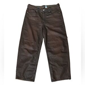 Women’s Brown Coated Barrel Jeans